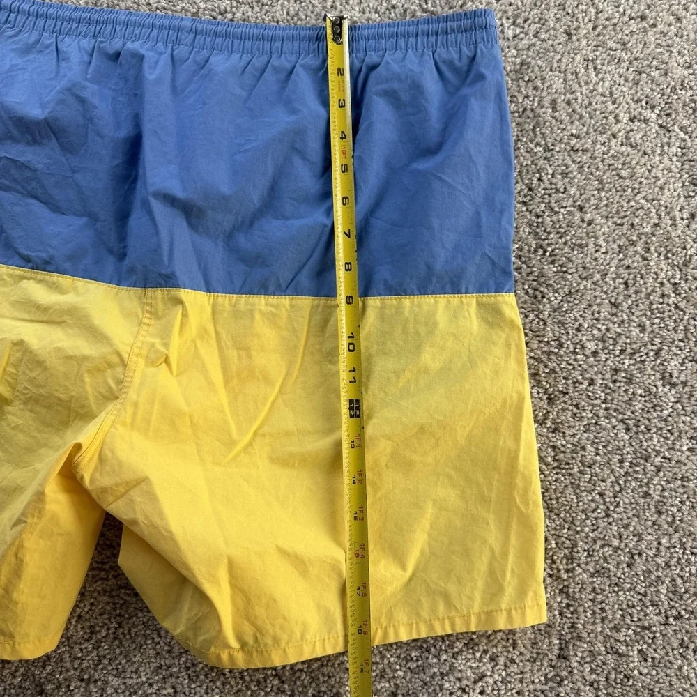 Vintage Claybrooke Sport Swim Shorts Mens XL Blue Yellow Colorblock Trunks Beach